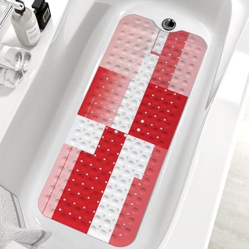 KINUUIS Red Bath Tub Mat Non Slip, Large Washable Shower