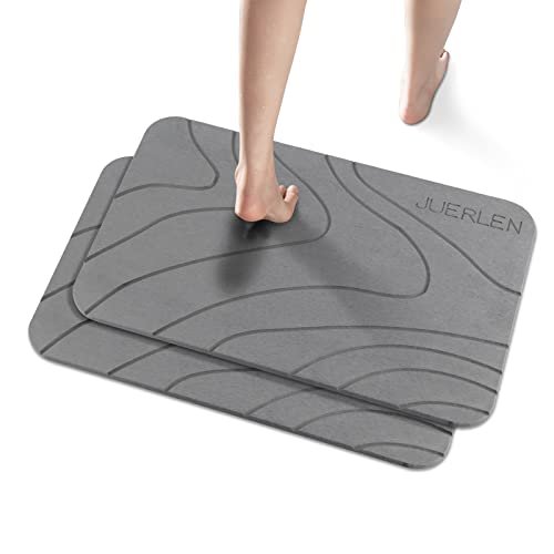 JUERLEN 2 Pack Diatomaceous Earth Shower Mat, Fast Drying