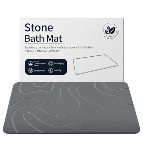 Stone Bath Mat for Bathroom, Diatomaceous Earth Quick Dry...