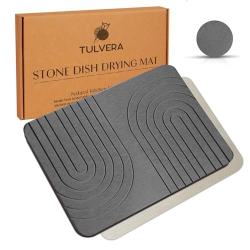Stone Dish Drying Mat for Kitchen Counter: Fast-Absorbing...
