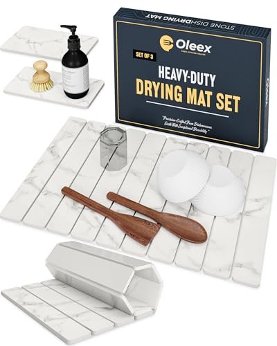 Oleex 3-Pack Stone Dish Drying Mat Set for Kitchen.