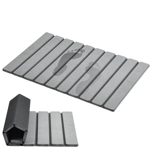 AWW Foldable Stone Bath Mat, Diatomaceous, 23.6