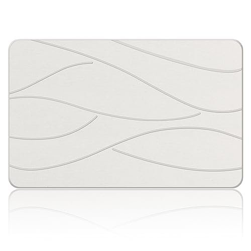 VEELOIM Stone Bath Mat, Diatomaceous Earth Shower Mat White