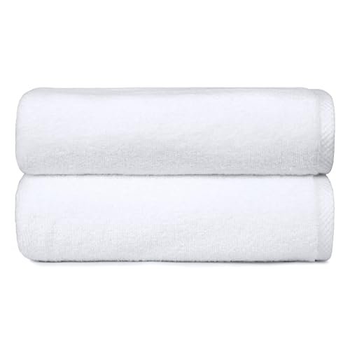 Amazon Basics 2-Piece Quick-Dry Oversize Bath Towel, White