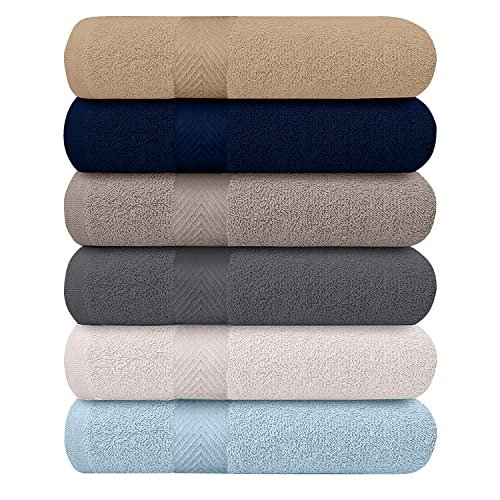 KAHAF Collection 6-Pack Bath Towels - Lightweight,...