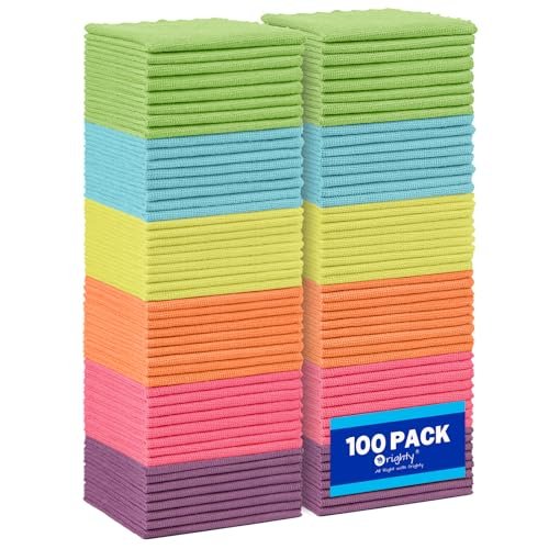 Orighty Microfiber Cleaning Cloth Bulk, 100 Pack Rags.