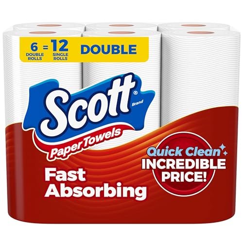 Scott Paper Towels, Choose-A-Sheet, 6 Double Rolls, 108...