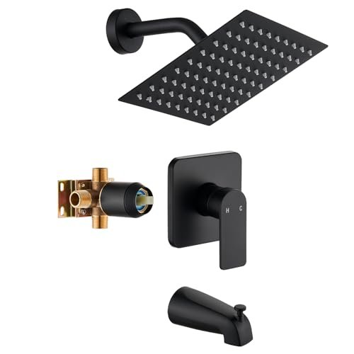 GOXIUHAN Tub Shower Faucet Set With Head & Spout Black