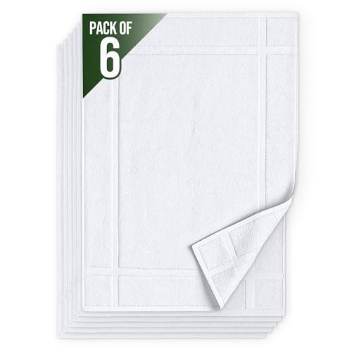 Pearl Linens 6 Pack Cotton Bath Mats for Bathroom.