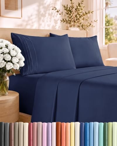 Queen Size 4 Piece Sheet Set - Navy Blue