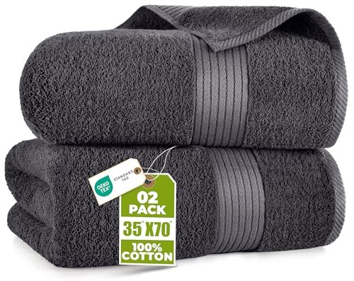 Utopia Towels Extra Large Bath Sheets, 2 Pack Grey Cotton