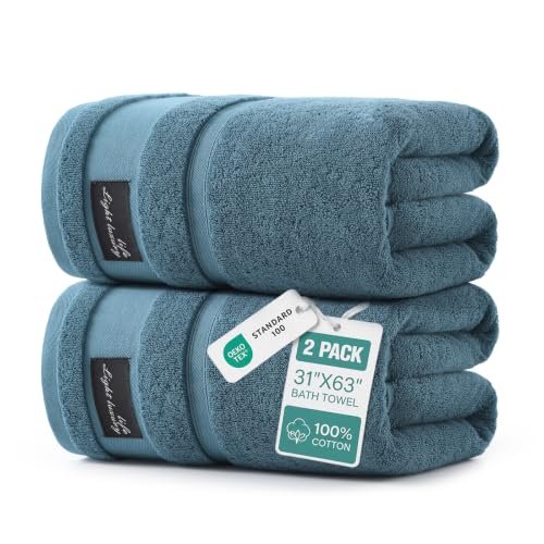 REDKISS 2 Pack Large Bath Towels, 100% Cotton Luxury.