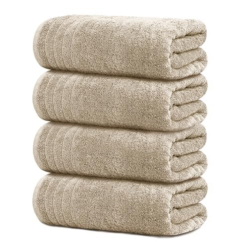 Tens Towels 4 Piece Extra Large Bath Towels Beige