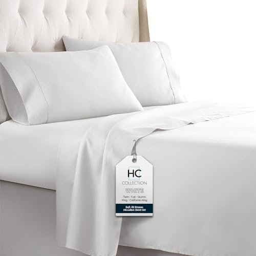 HC Collection Bed Sheets Set, HOTEL LUXURY Platinum Deep...