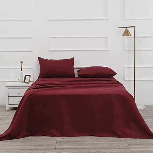 Bed Sheet Set- 3 Piece Bedding Sets(Twin,Burgundy) Soft...