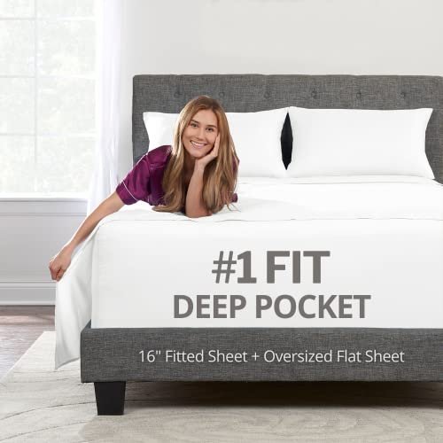 DeaLuxe Deep Pocket Queen Bed Sheets – Real 16” Extra