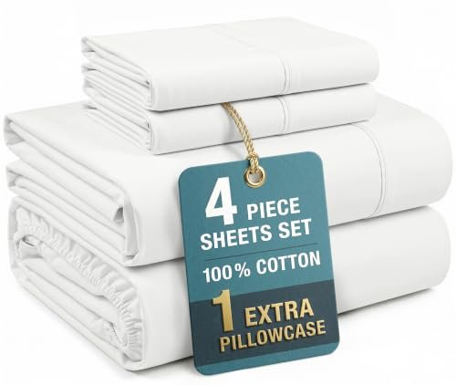 Casa Platino Twin Sheets Set –100% Cotton Percale Weave.
