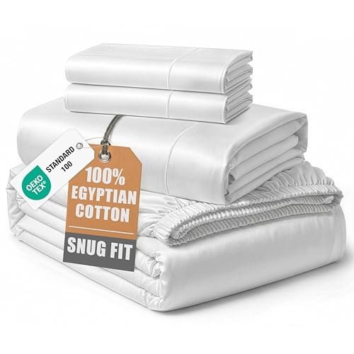 LANE LINEN 100% Egyptian Cotton Sheets King Size Sateen...