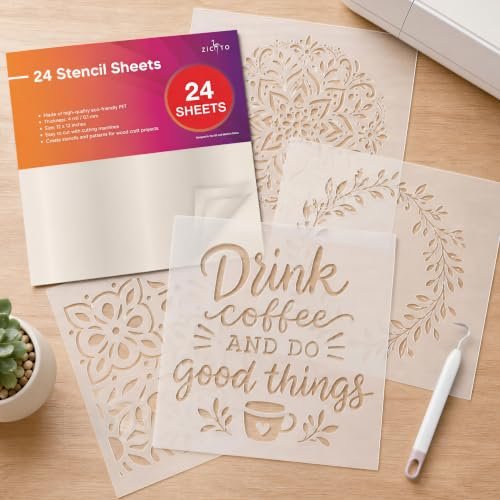 Easy Cut Stencil Sheet Set of 24-12x12 Mylar for Cricut.