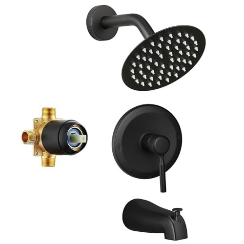 Tub Shower Faucet Set Valve Included with Matte Black Shower