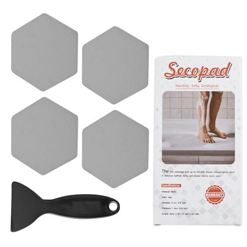 Secopad Hexagon Non Slip Bathtub Stickers with Scraper,...