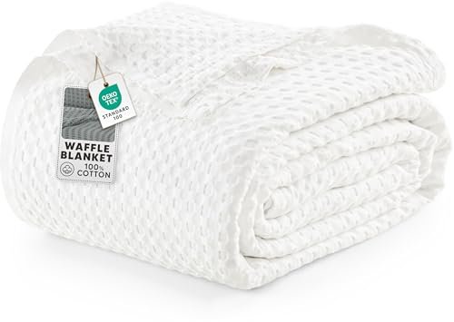 Utopia Bedding 100% Cotton Waffle Blanket Queen White