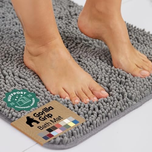 GORILLA GRIP Bath Rug Mat for Bathroom, absorbent chenille.