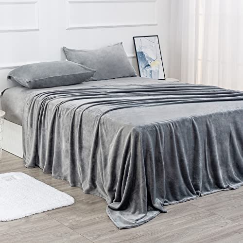 Best Season Velvet Plush Sheets Set Full Size Grey