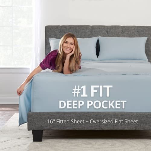 Deep Pocket Full Bed Sheets – 4-Piece Baby Blue Set.