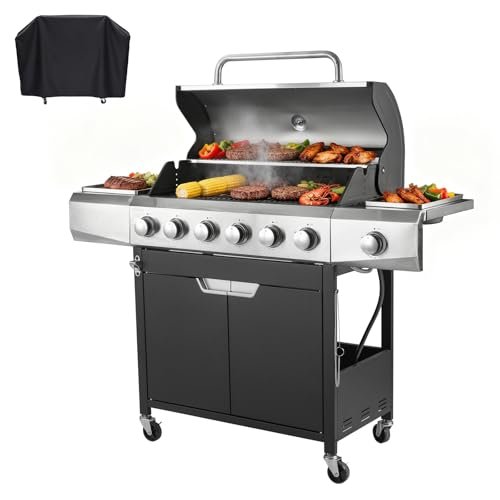 Endark Upgraded 68,500 BTU 6-Burner Propane Gas Grill