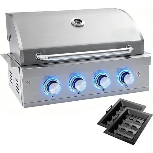4 Burner Built in Propane Grills Charcoal Combo