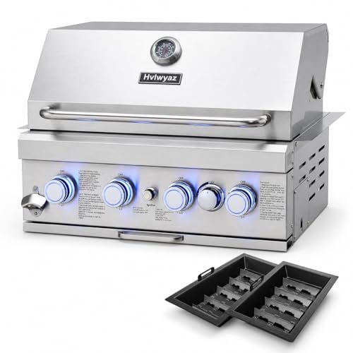 Hvlwyaz Built In Gas Grill, 28-Inch 4-Burner Combo