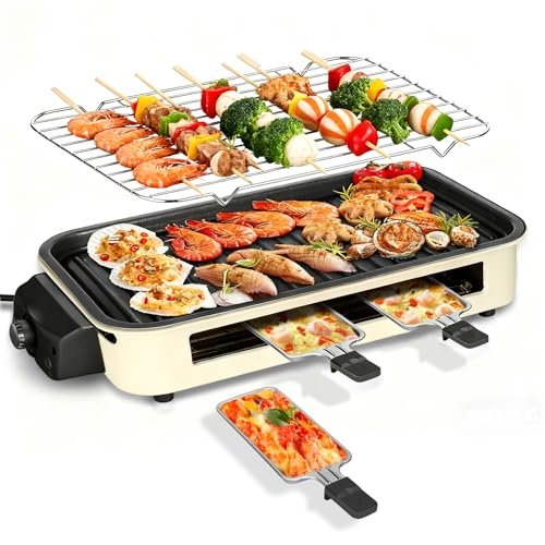Electric Indoor Grill 1500W, YOHAWJAN 2 in 1 Smokeless BBQ.