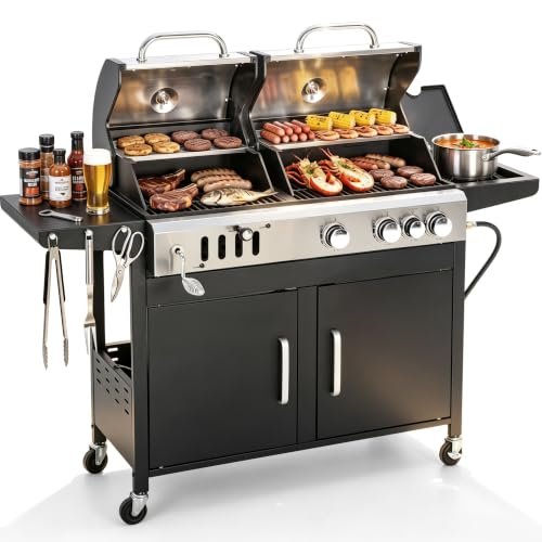 Captiva Designs Charcoal and Gas Grill Combo,690 SQIN Dual...