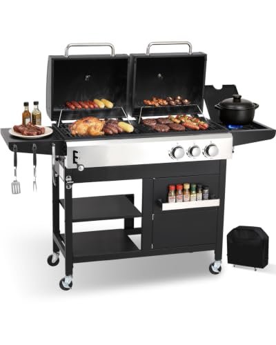 GRILL DEPOTS Gas & Charcoal Combo Grill, Dual Fuel.