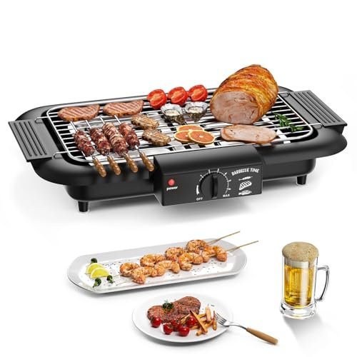 Electric BBQ Grill, Smokeless Non-Stick Indoor/Outdoor...