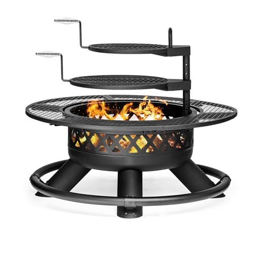Panovue 47 Inch Outdoor Wood Burning Fire Pit with Grill