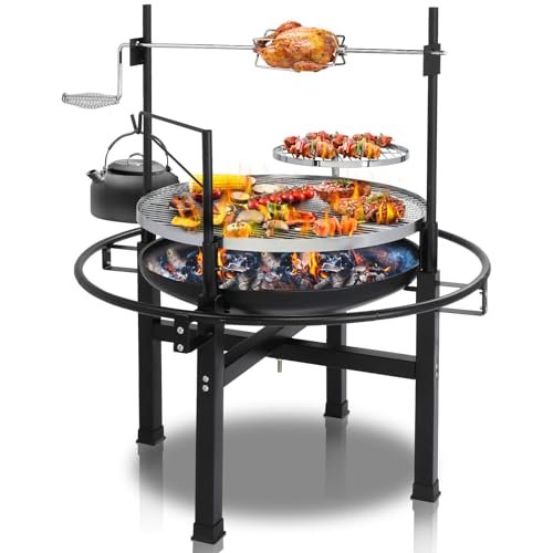 VINGLI 33 Inch Outdoor Fire Pit with 2 Grills