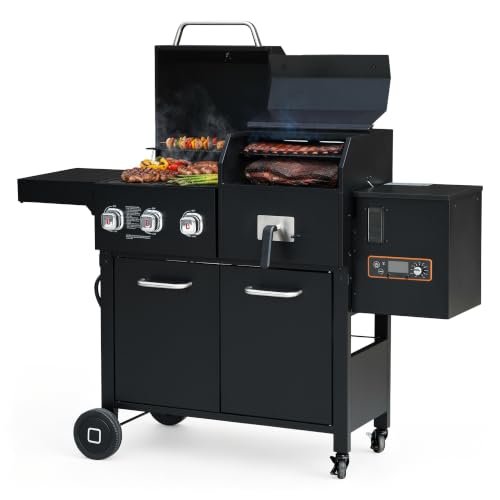 BRANDMAN Pellet and Propane Gas Grill & Griddle Combo