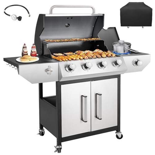 Kendane 4-Burner Propane Gas BBQ Grill with Side Burner.
