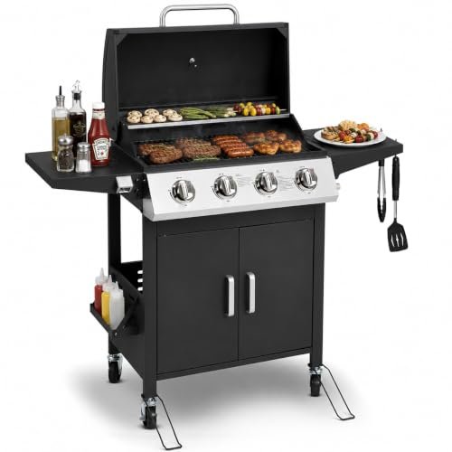 HUGROVE 4-Burner Propane Gas Grill for Outdoor Cooking