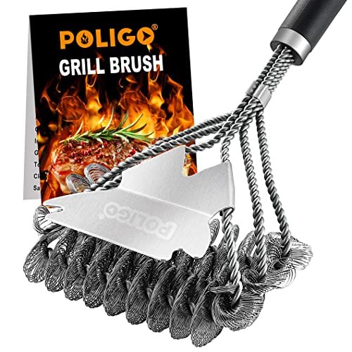 POLIGO BBQ Grill Cleaning Brush Bristle Free with Scraper