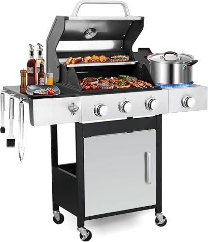 GRILL DEPOTS 3 Burner Propane Gas Grill, 39,000 BTU Side