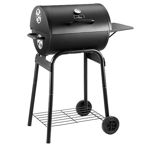 Charcoal Grill with Side Table,Barrel BBQ Grill 500 Sq In