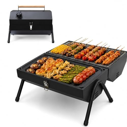 Tabletop Charcoal Grill, Portable Foldable Tabletop BBQ...