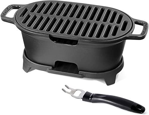 IronMaster Mini 100% Cast Iron Hibachi Grill, portable...