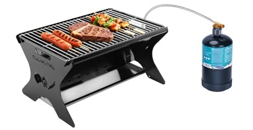 QuliMetal Portable Camping Grill – Foldable Charcoal/Gas...