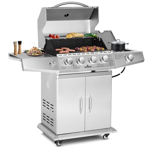 Polar Aurora Propane Gas Grill 4 Burners with Side Burner.