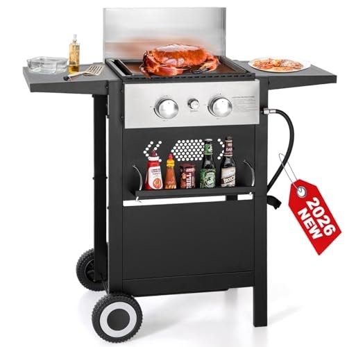 2 in 1 Griddle Grill Combo Small Propane Outdoor BBQ