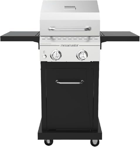 Megamaster Deluxe 2 Burner Gas Grill, Compact with Foldable...